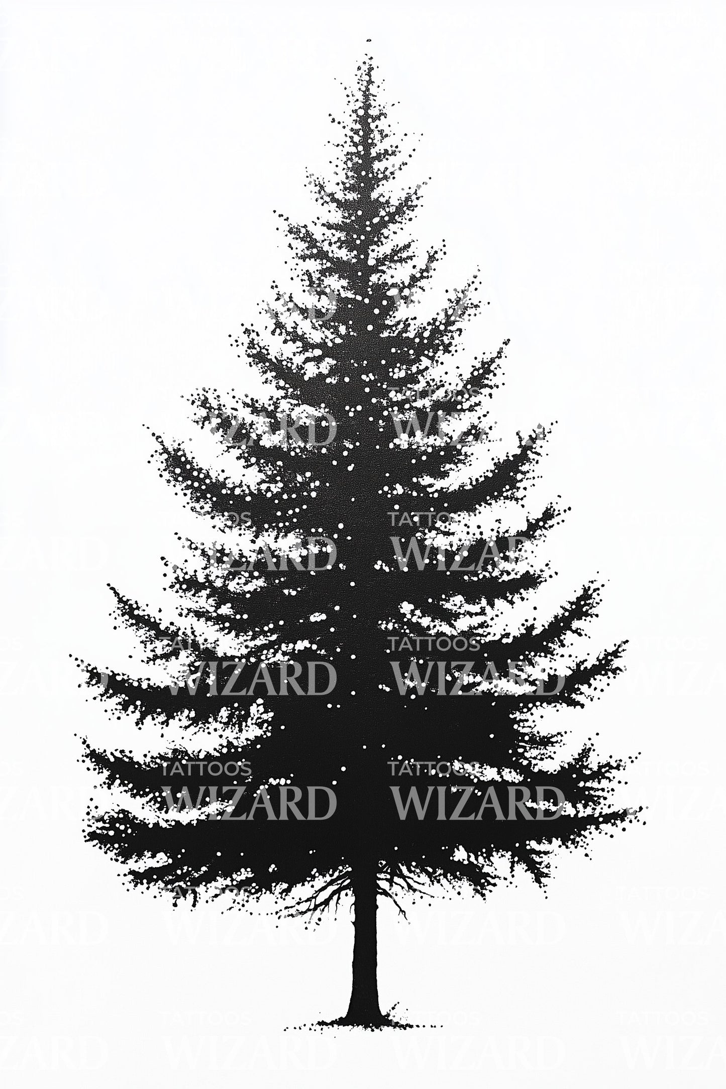 Majestic Black Pine Tattoo Illustration