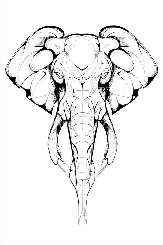 Majestic Elephant Head Tattoo Design