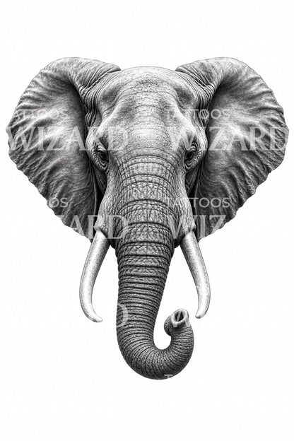 Majestic Elephant Head Tattoo Design