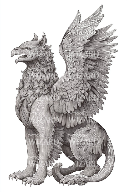 Design di tatuaggio araldico del grifone maestoso