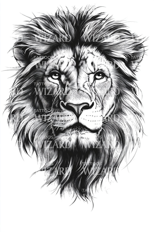 Majestic Lion Portrait Tattoo Design