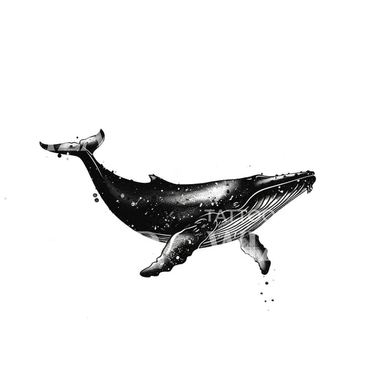 Une conception de tatouage de baleine minimaliste majestueuse