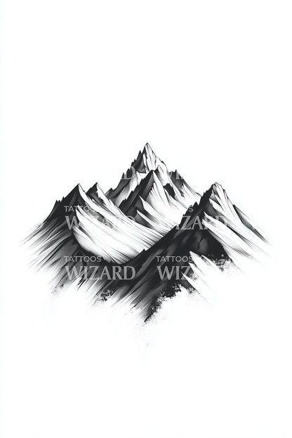 Majestic Mountain Peaks Tattoo Design