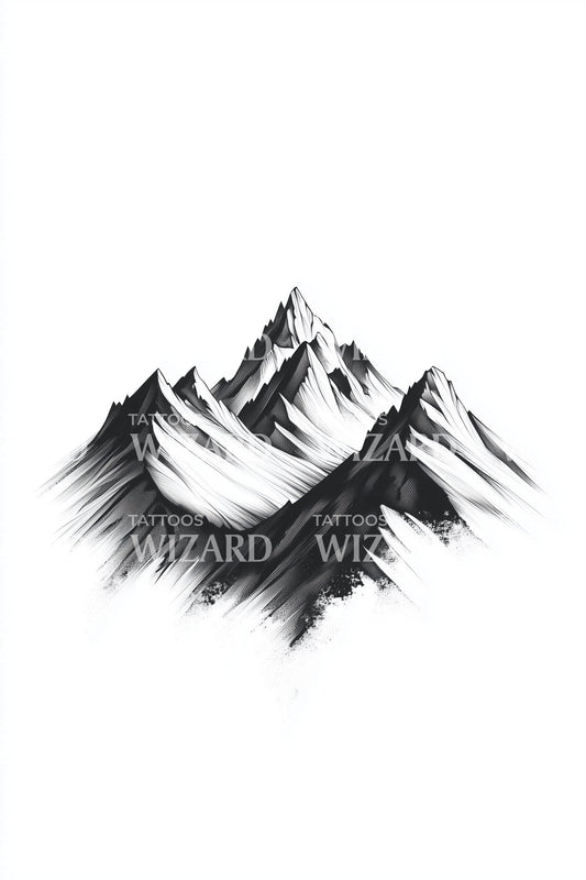 Majestic Mountain Peaks Tattoo Design