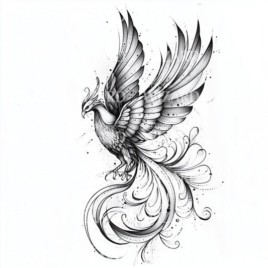 Majestic Phoenix in Flight Tattoo Idea