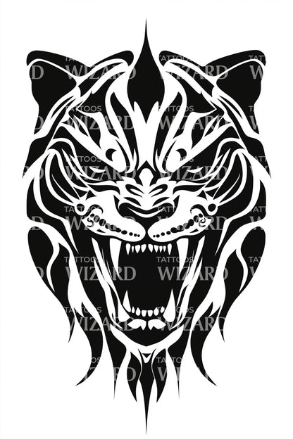 Diseño de tatuaje Rey Tigre Majestuoso