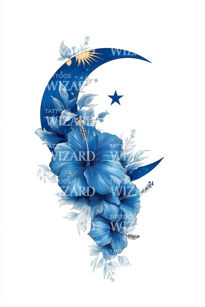 Malaysischer Halbmond Hibiskus Tattoo-Design