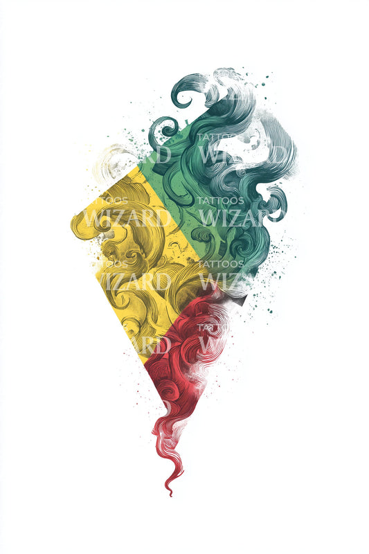 Mali Flag Smoke Tattoo Design