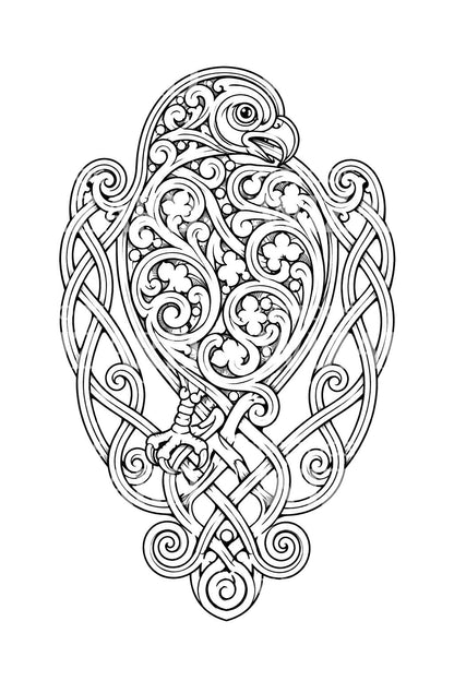 Norrønt fugle-tattoo-design i Mammen-stil
