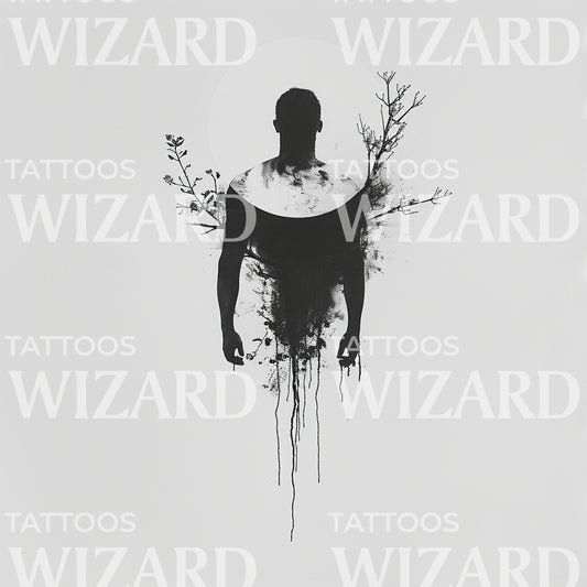 Man and Nature Symbiosos Tattoo Design