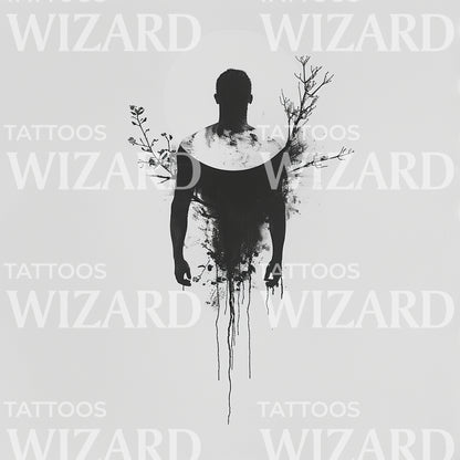 Man and Nature Symbiosos Tattoo Design