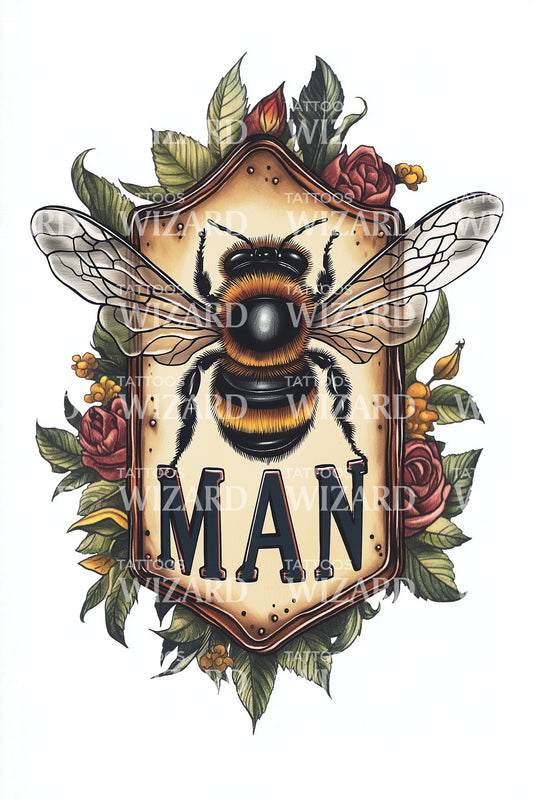 Manchester Bee Crest Tattoo Design