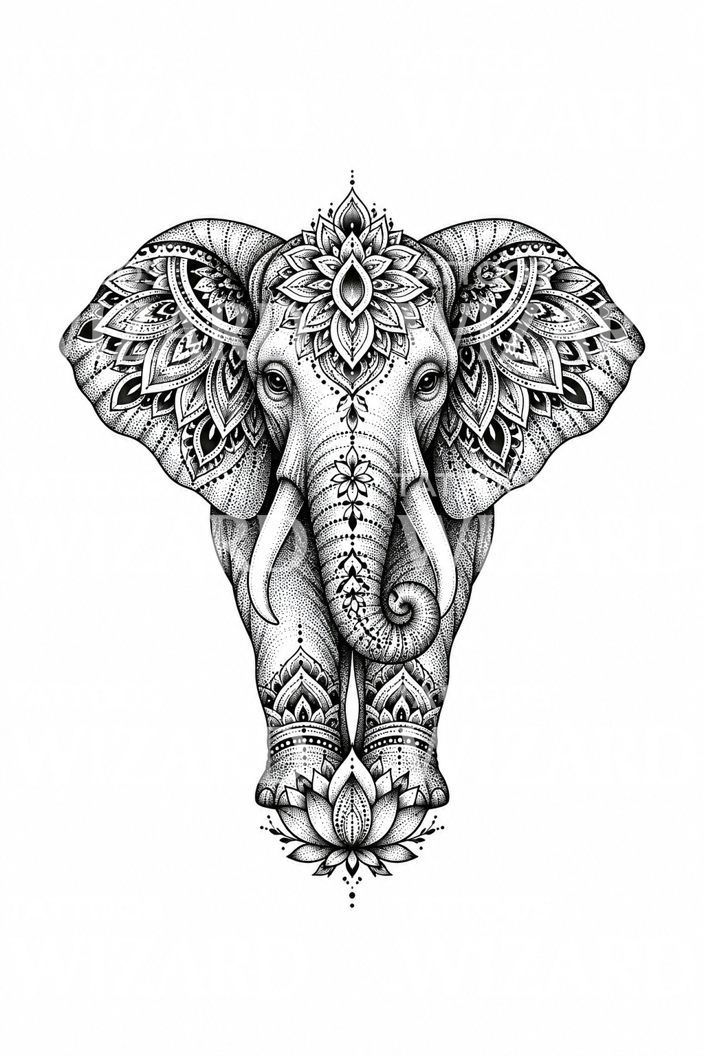 Mandala Elephant Dotwork Tattoo Design