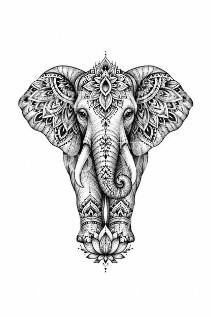 Mandala Elephant Dotwork Tattoo Design