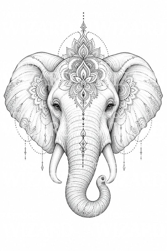 Design Tatuaggio Elefante Mandala