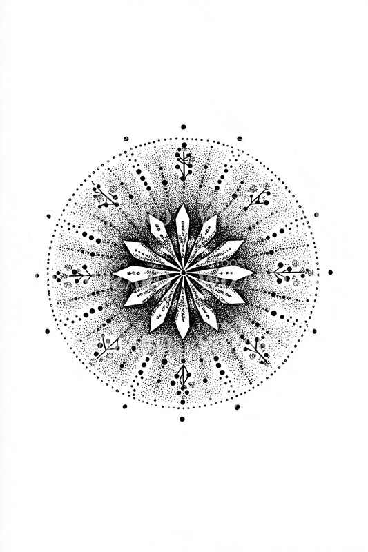 Mandala Snow Crystal Tattoo Design