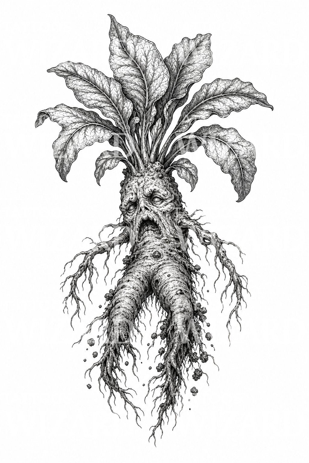 Mandragorarot tatueringsillustration