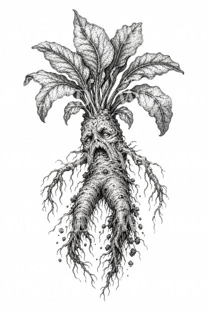 Mandragorarot tatueringsillustration