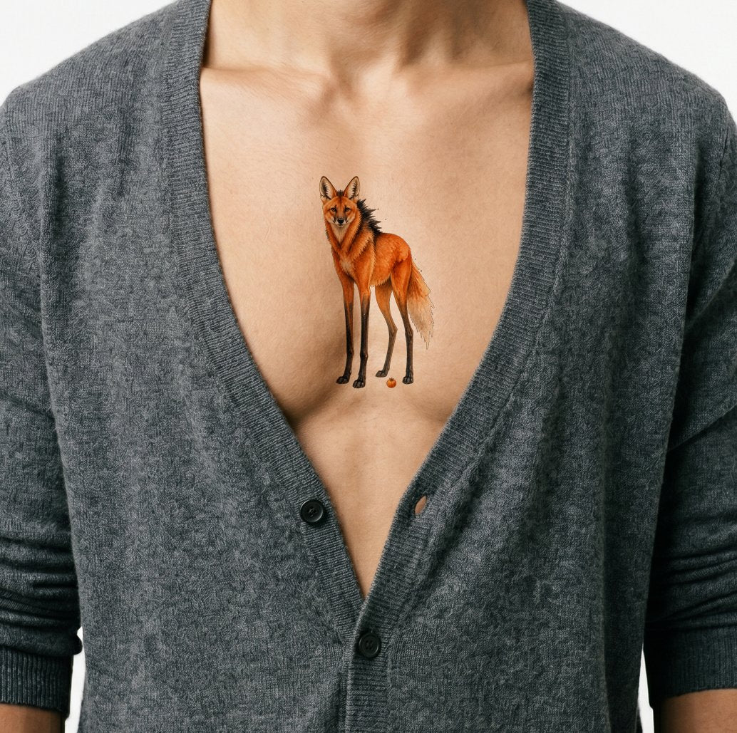 Maned Wolf Watercolor Tattoo Design