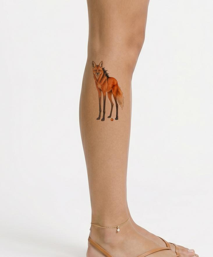 Maned Wolf Watercolor Tattoo Design
