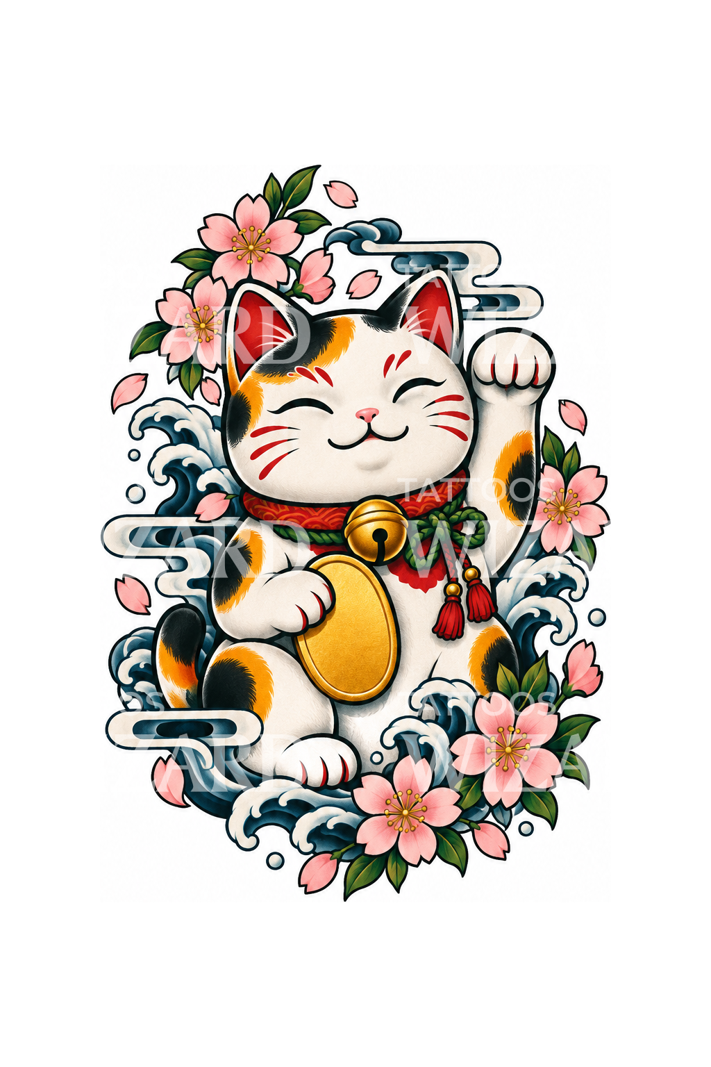 Maneki Neko Lucky Cat Japanese Tattoo – Tattoos Wizard Designs
