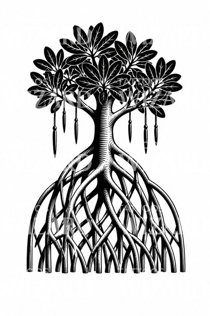 Design per tatuaggio con radici aeree di mangrovia