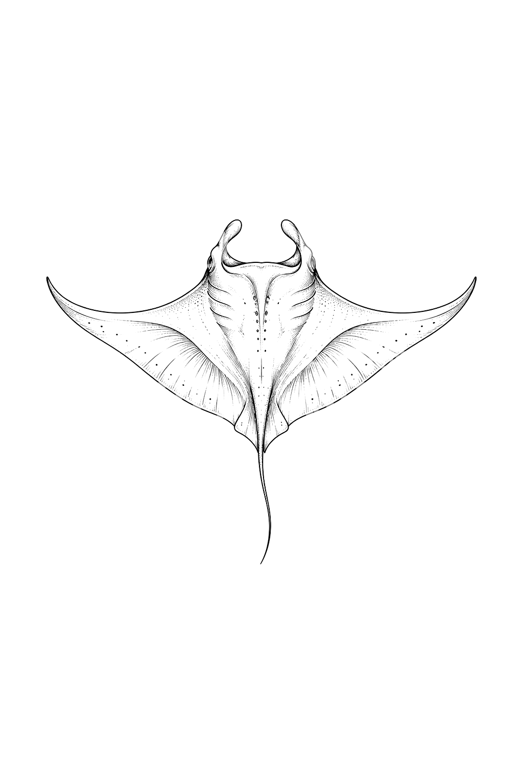 Manta Ray from Above Fine Line Tattoo Idea