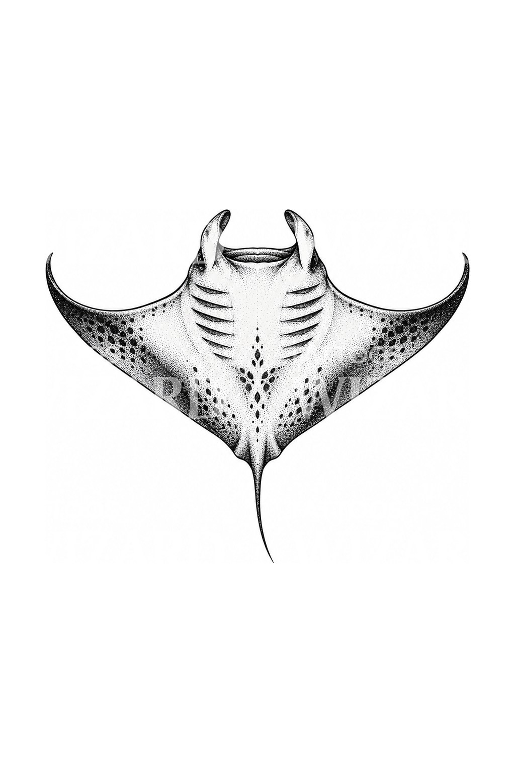 Manta che scivola sopra di te, tatuaggio dotwork