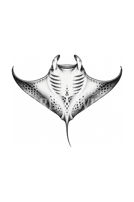 Manta che scivola sopra di te, tatuaggio dotwork