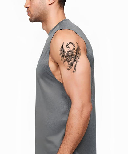 Diseño de tatuaje de mantícora, bestia mítica