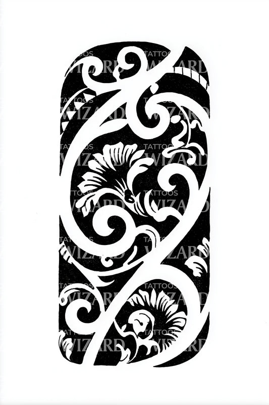 Maori blomsterpanel tatoveringsdesign
