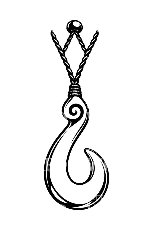 Tatouage pendentif maori hei matau, hameçon