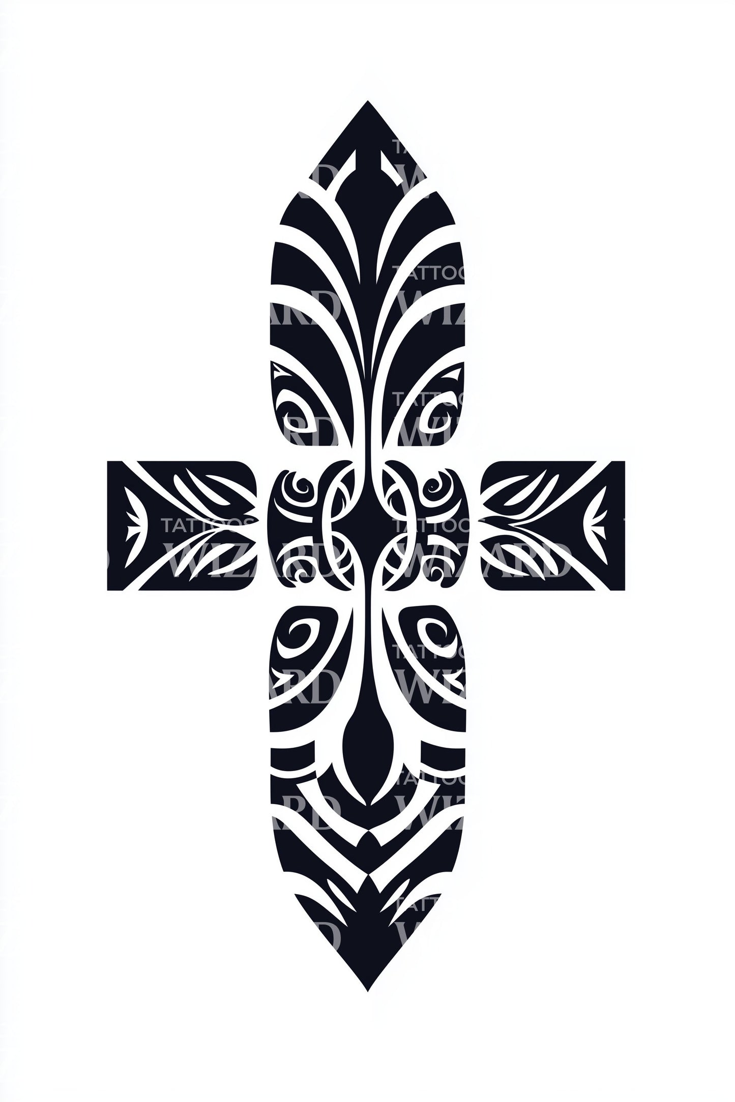Maori Totem Cross Tattoo Design