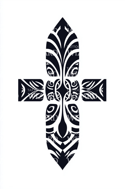 Maori Totem Cross Tattoo Design