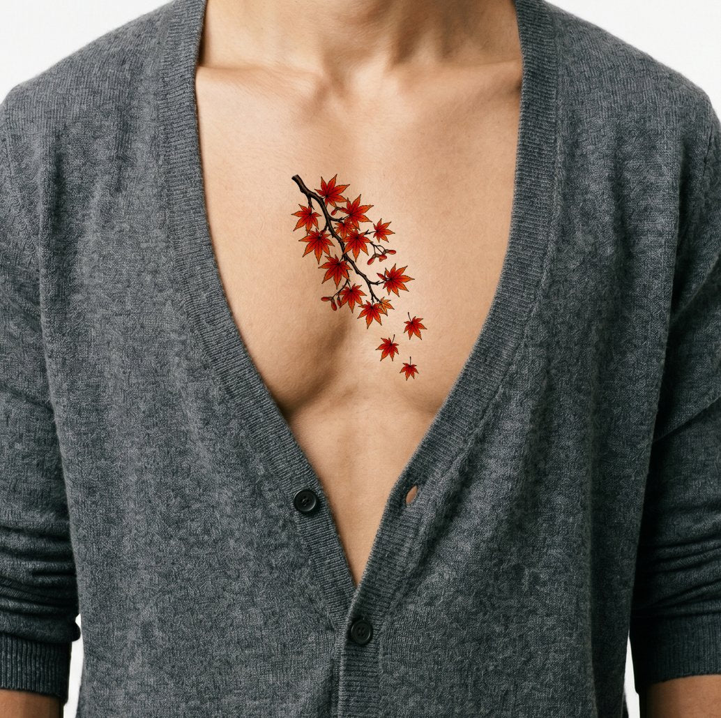 Autumn Japanese Maple Branch Tattoo Design