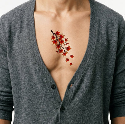 Autumn Japanese Maple Branch Tattoo Design