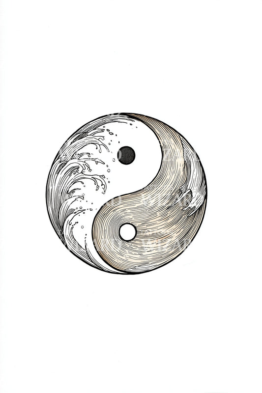 Marmor Yin Yang Tatoveringsdesign