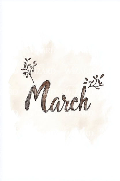 March Soft Brush Calligraphy Tattoo Design
