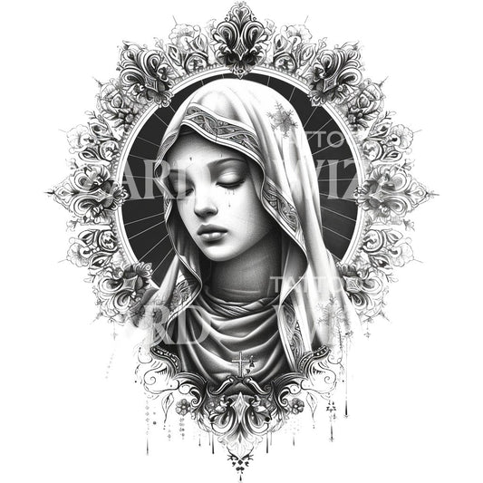Marian Apparition Tattoo Design