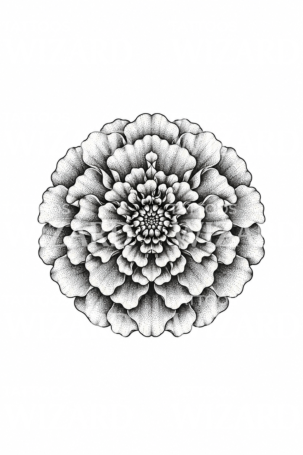 Idea per tatuaggio mandala di calendula in dotwork