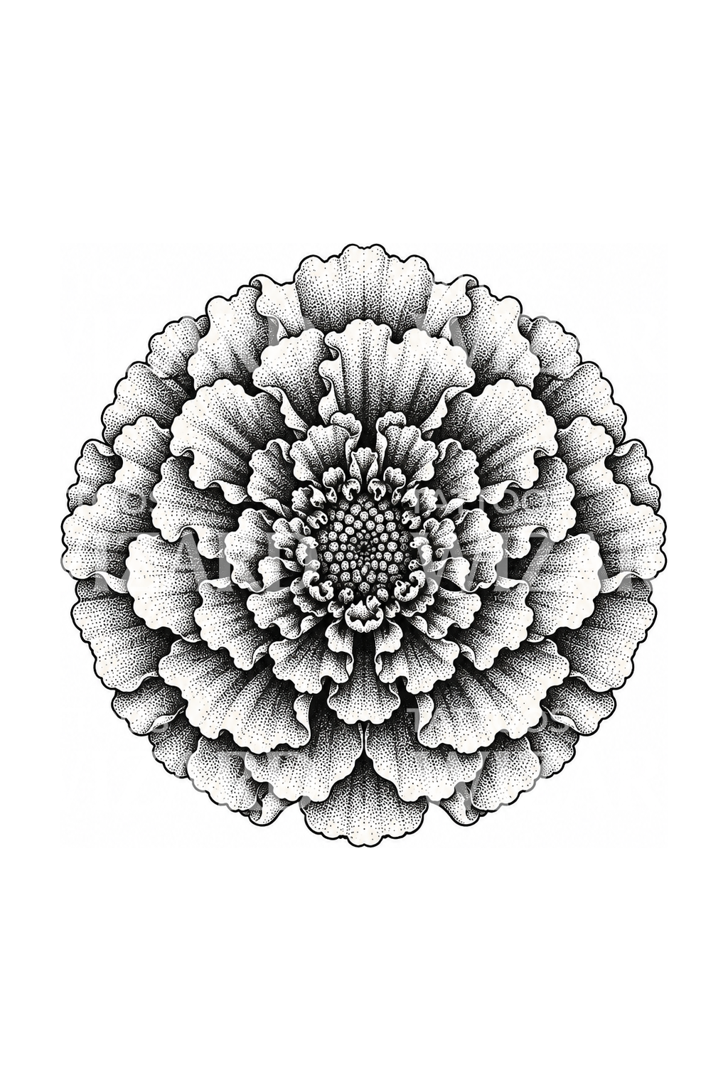 Mandala z měsíčku v tečkovaném stylu