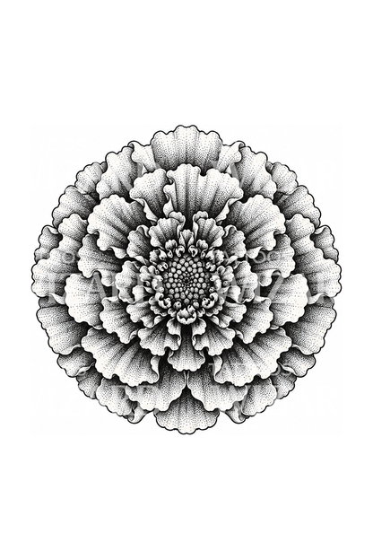Mandala z měsíčku v tečkovaném stylu