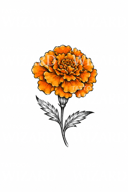 Marigold Ink Sketch Tattoo Design