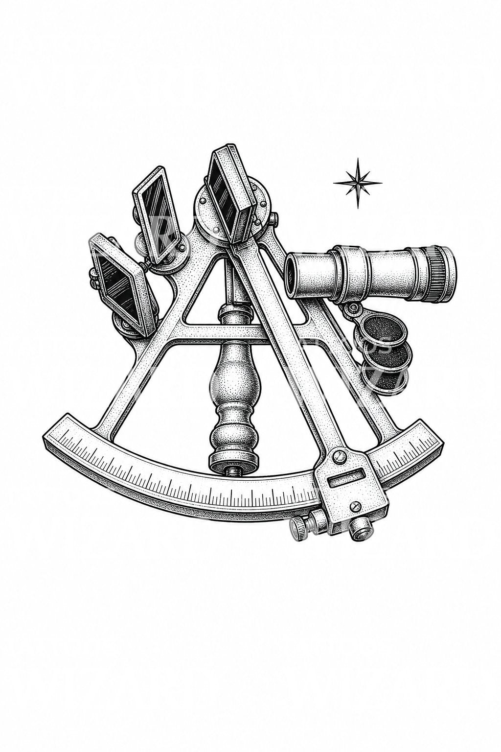 Marine Sextant and Star Tattoo Idea