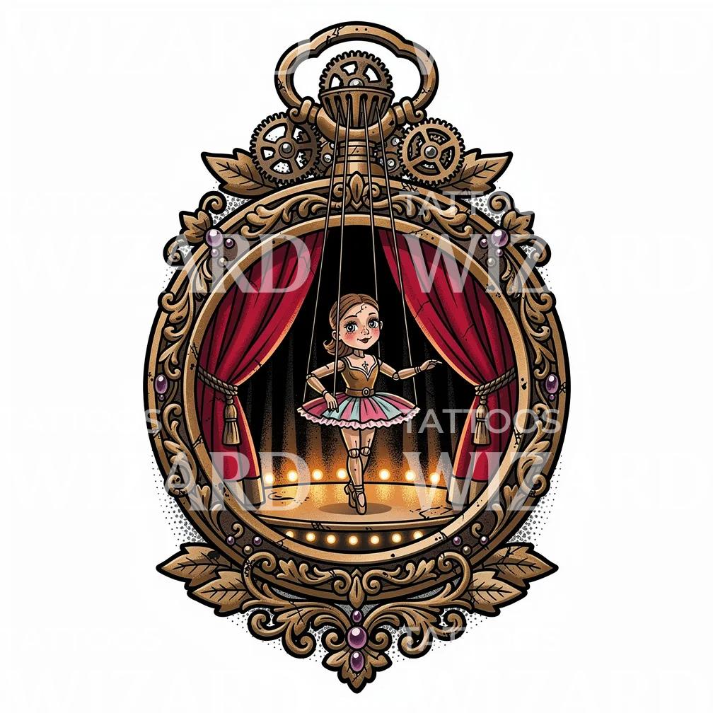 Marionette Ballerina Stage Tattoo Design