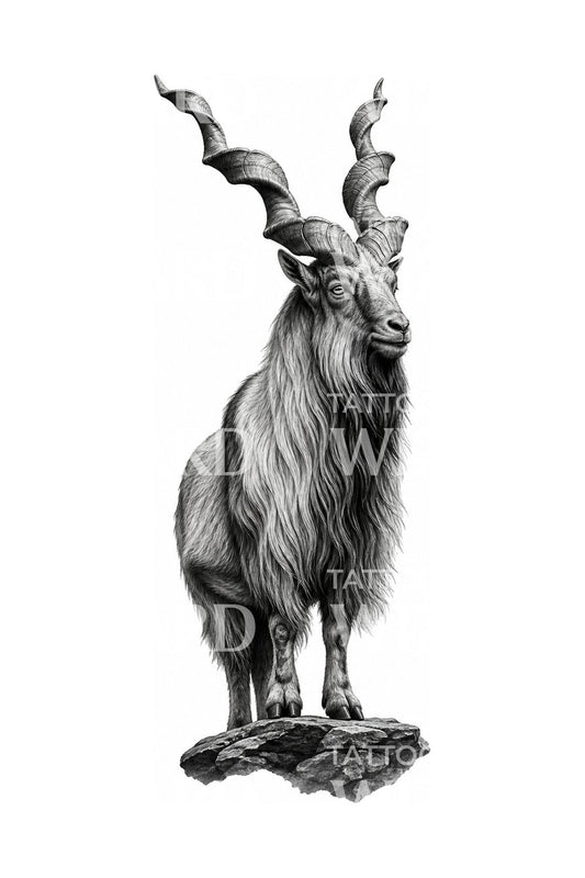 Tatoveringsdesign av vill markhor-geit