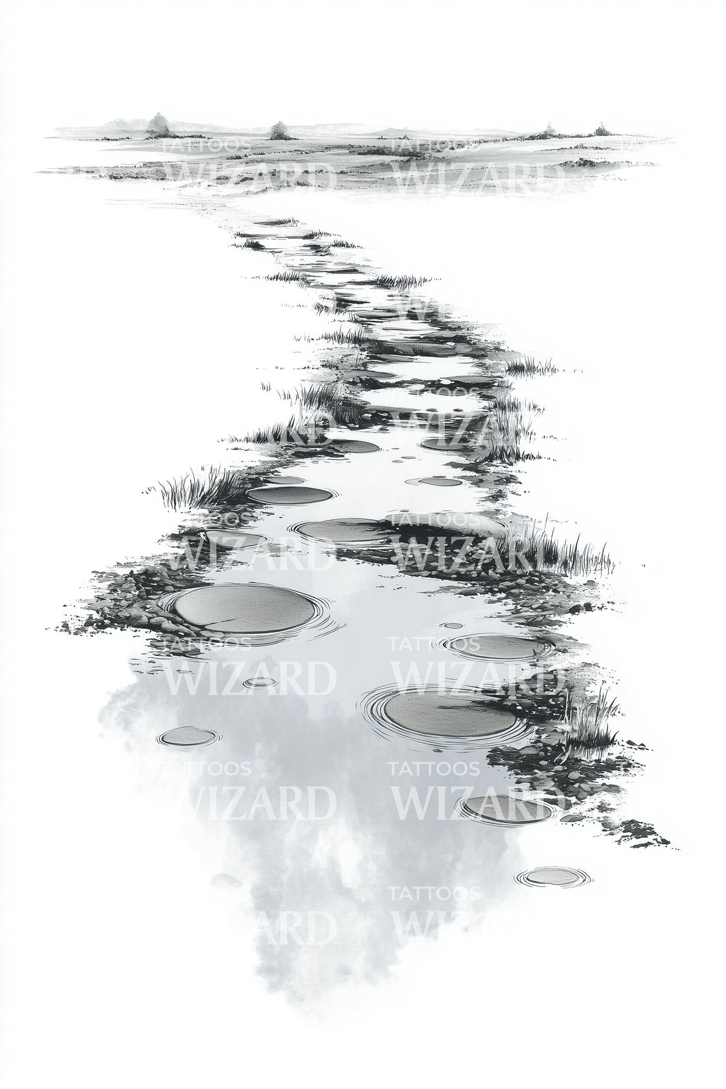 Marsh Waterway Trail Tattoo Design