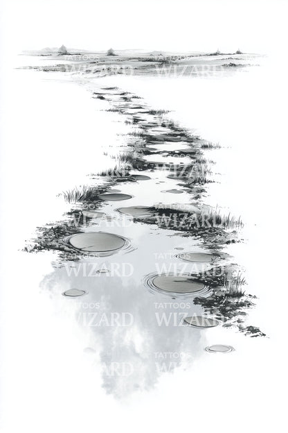 Marsh Waterway Trail Tattoo Design