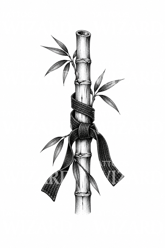 Ideia de tatuagem dotwork de cinto preto em bambu