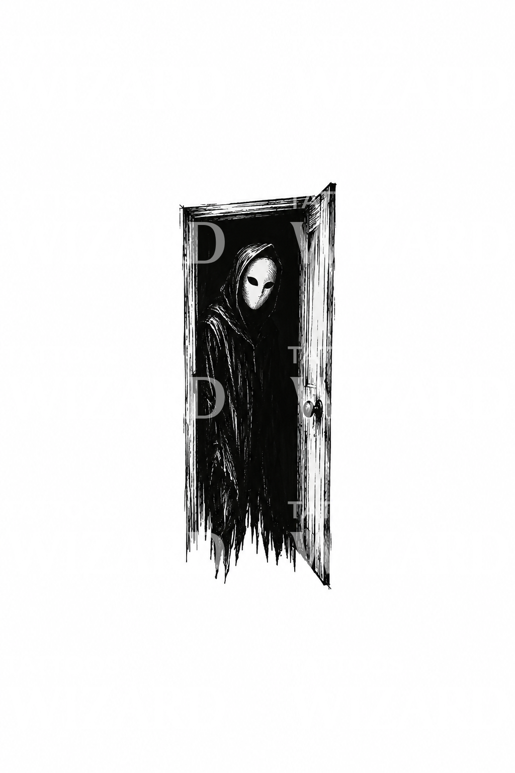 Masked Figure in Doorway Horror Tattoo – Tattoos Wizard Designs
